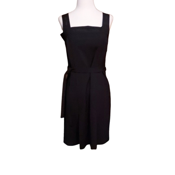 Theory Size 2 Dress Knee Length Wool Black Sleeveless Belted Pockets Sustainable - Picture 1 of 3